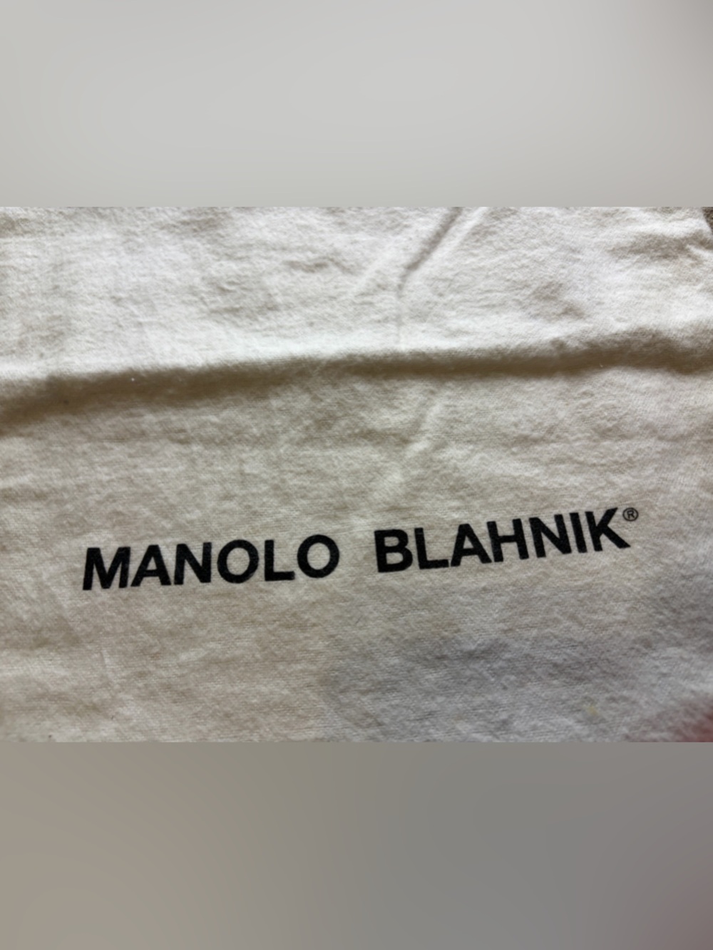 Manolo Blahnik Cream Dust Bag with Black Logo